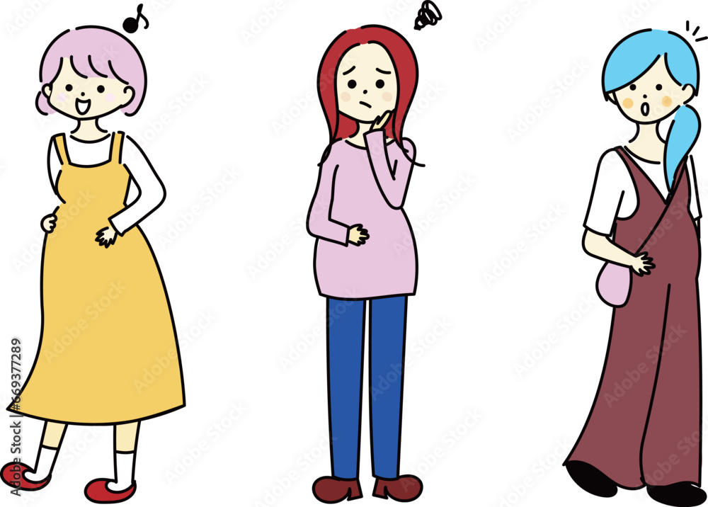 色々な表情の妊娠中の女性 色々な表情の妊娠中の女性
