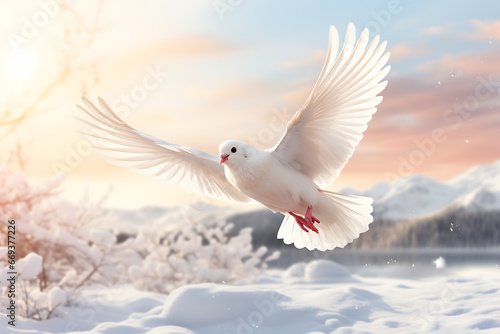 white dove flying in the sky © carrie