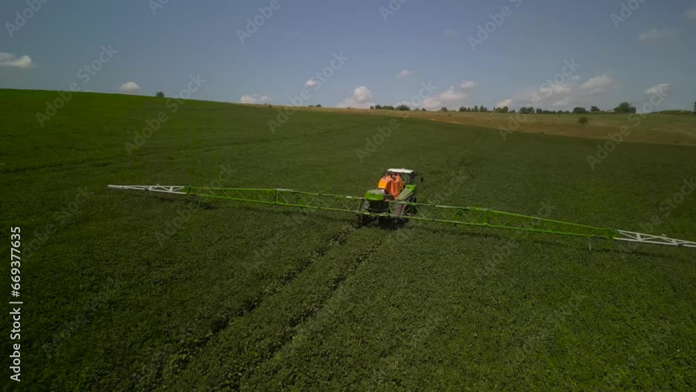 Spray Fertilize On Field With Chemicals In Agriculture Field Spray Fertilize On Field With Chemicals In Agriculture Field