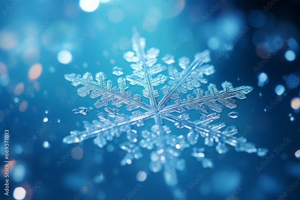 Micro snowflakes on blurred blue background. New Year and Christmas background snowflake. Ice crystal on blue background. Micro snowflakes on blurred blue background. New Year and Christmas background snowflake. Ice crystal on blue background.