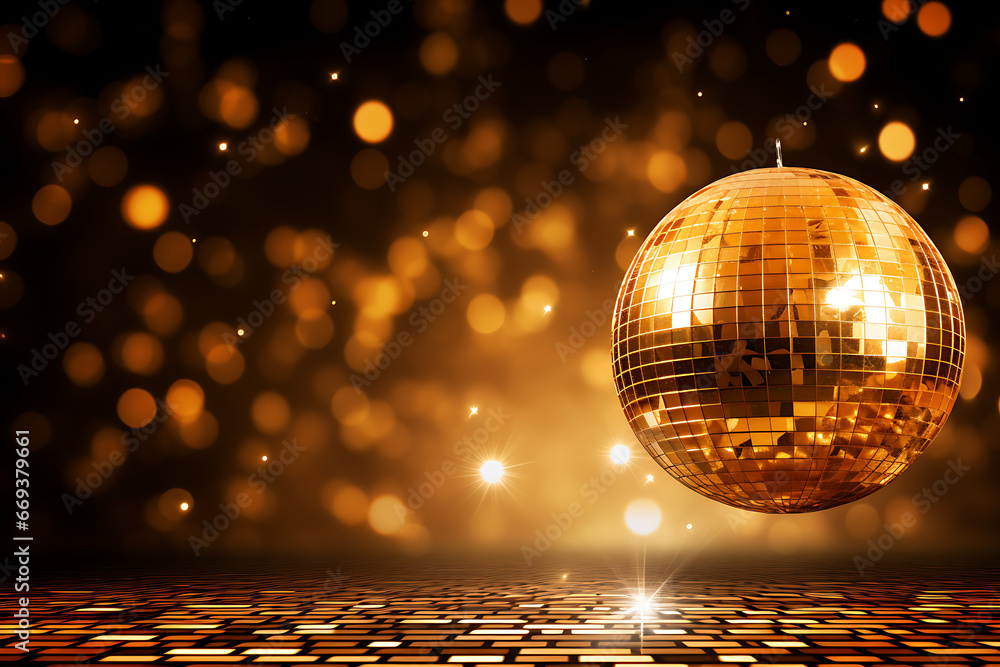 Obraz premium golden disco ball with lights