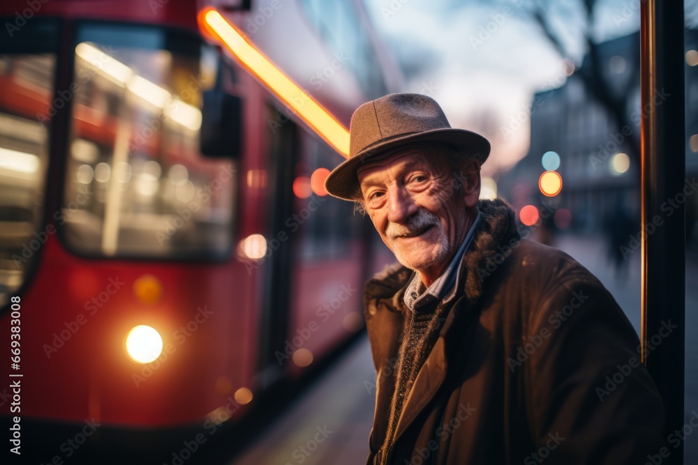 Portrait of an elderly man in a hat on the streets of the city Portrait of an elderly man in a hat on the streets of the city