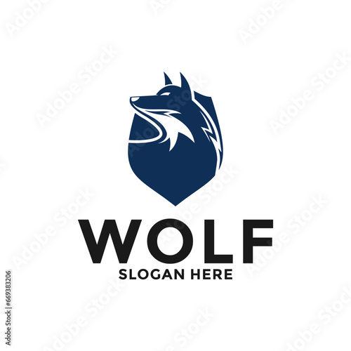 Wolf Shield Logo Vector  Wolf logo design template