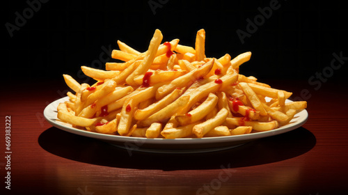A plate of crunchy, golden-brown french fries