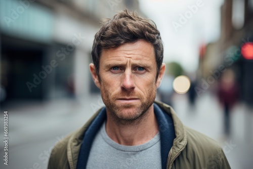 Portrait of handsome middle-aged man in the city streets.