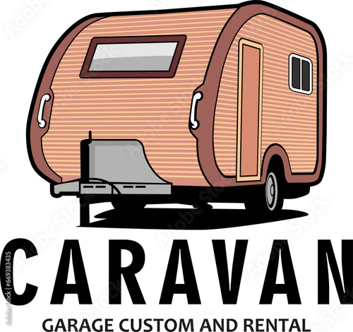 caravan truck classic logo design vector	