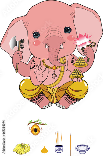 Phra pikanet elephant god vector element