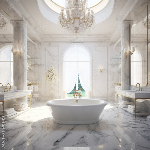 luxury bathroom interior   white colors  digital size
