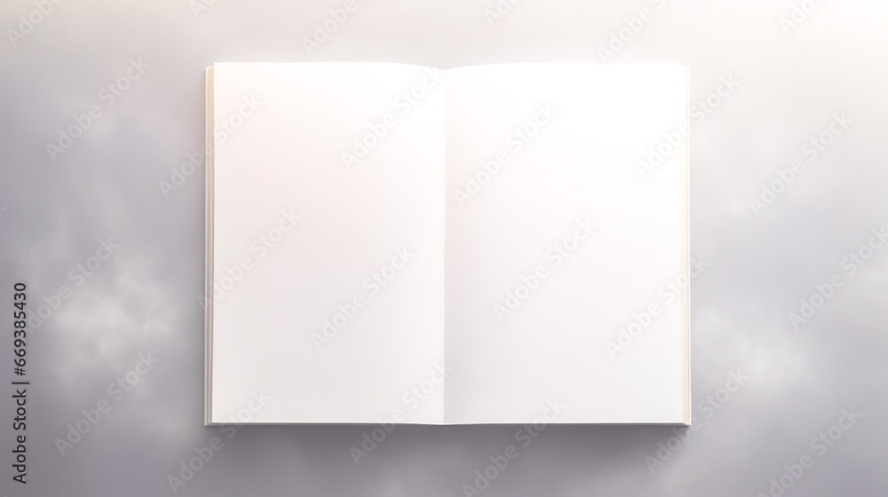 Open white book on a white background, top view. Open white book on a white background, top view.