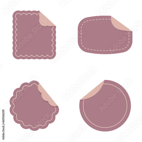 Peeling Sticker Label With Flat Design. Isolated Vector Set. 