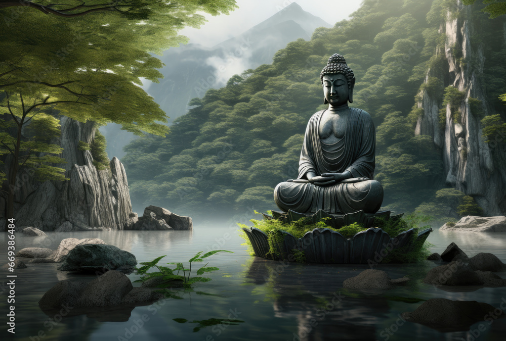 Buddha statue on nature background