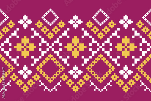 Pink traditional ethnic pattern paisley flower Ikat background abstract Aztec African Indonesian Indian seamless pattern for fabric print cloth dress carpet curtains and sarong