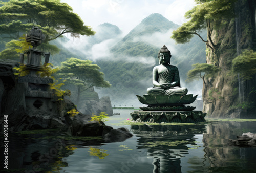 Buddha statue on nature background