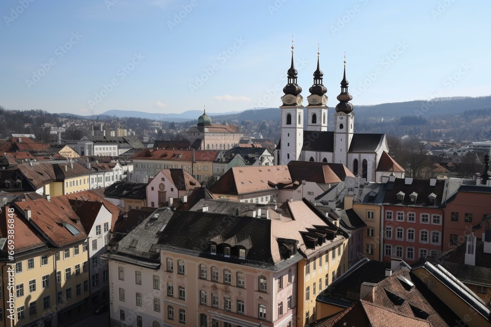 A picture of the Austrian city Asten in Upper Austria. Generative AI