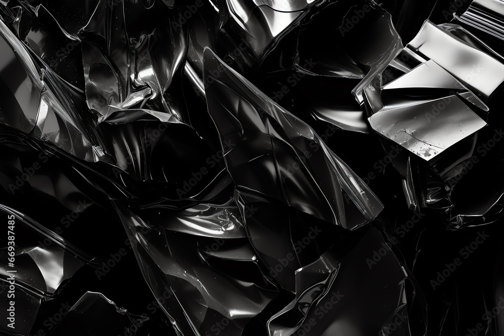 Black crumpled foil abstract background Black crumpled foil abstract background