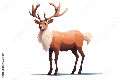 reindeer vector style illustration on white background in cute simple cartoon style