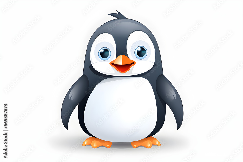 penguin character vector style illustration on white background in cute simple cartoon style