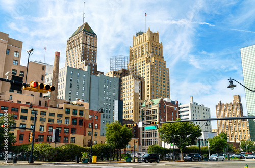 Skyline of Downtown Newark in New Jersey, United States photo