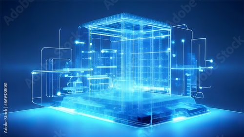 Blue technology style background large screen exhibition stand science fiction film workbench