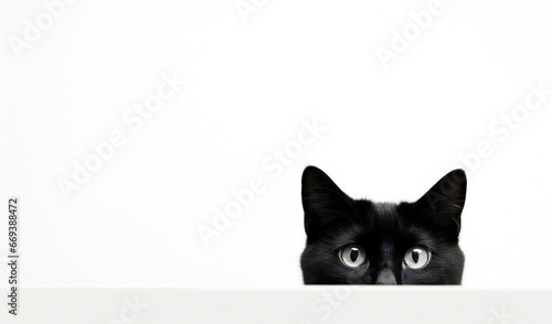 Black cat against white background with copyspace © Adrian Grosu