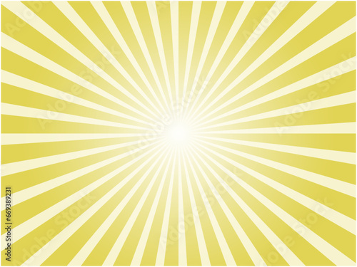 眩しい太陽光線イメージのシンプルな集中線背景素材_イエロー