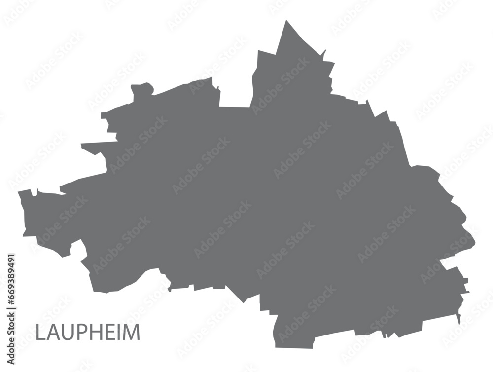 Laupheim German city map grey illustration silhouette shape