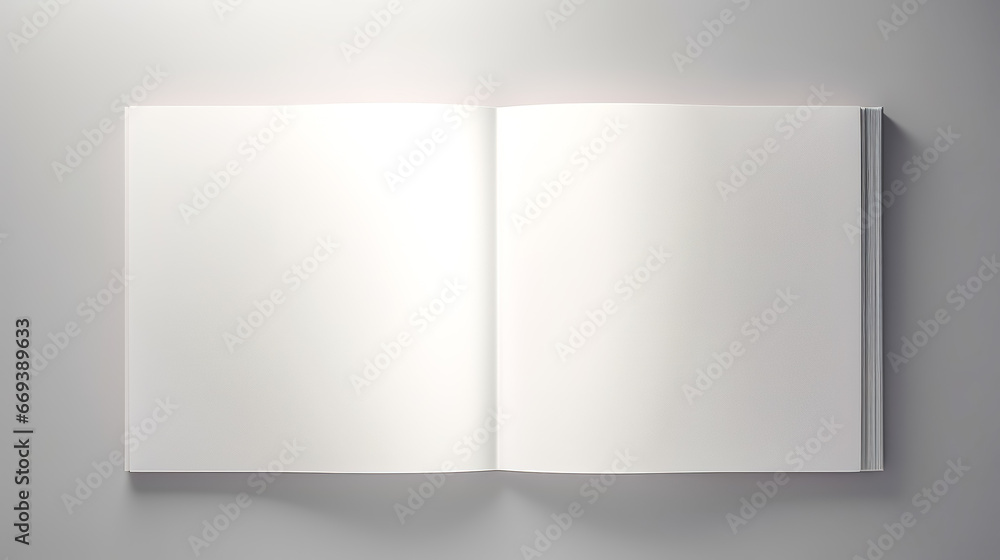 Open white book on a white background, top view. Open white book on a white background, top view.