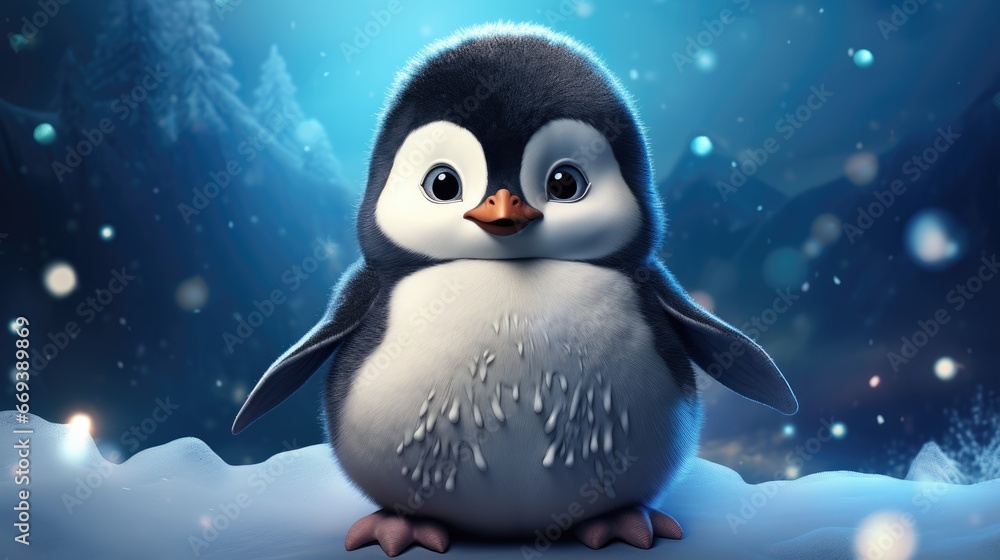 a cartoon character of a baby penguin with a fluffy belly and a cute bow tie. AI Generative a cartoon character of a baby penguin with a fluffy belly and a cute bow tie. AI Generative
