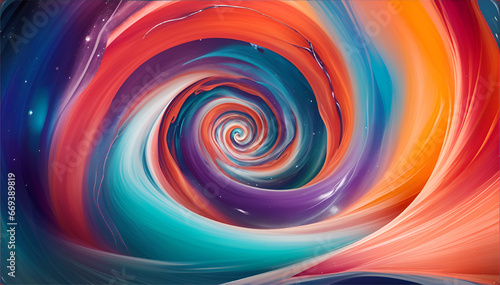 Colorful Swirl Background, The swirl is made up of various colors,  The swirl is abstract and does not represent any specific object or scene