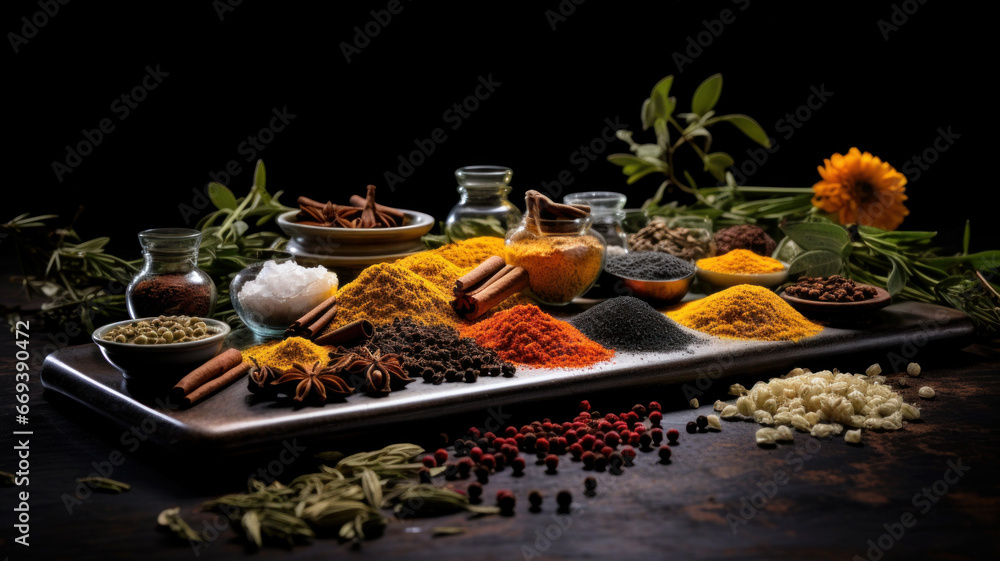Variety of spicy powder decoration