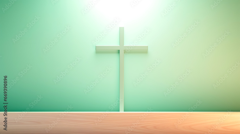 Soft light background with a Christian cross.