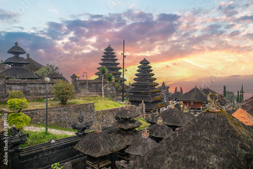 The Besakih Temple on Mount Agung Volcano. The holiest and most important temple also called the mother temple in the Hindu faith in Bali. A great historical building with a lot of history. photo