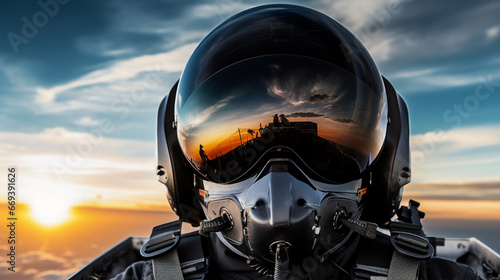 close-up,fighter pilot helmet, in the sky, front view © Thanapipat