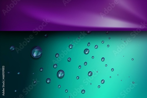 Teal and purple glossy banner against a condensation drops background. Generative AI