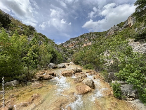 The river Bijela voda or Bijeli Stream in a rugged canyon at the foot of the Przun hill, Karin Gornji - Croatia (Rijeka Bijela voda ili Bijeli potok u krševitom kanjonu podno brda Pržun - Hrvatska)