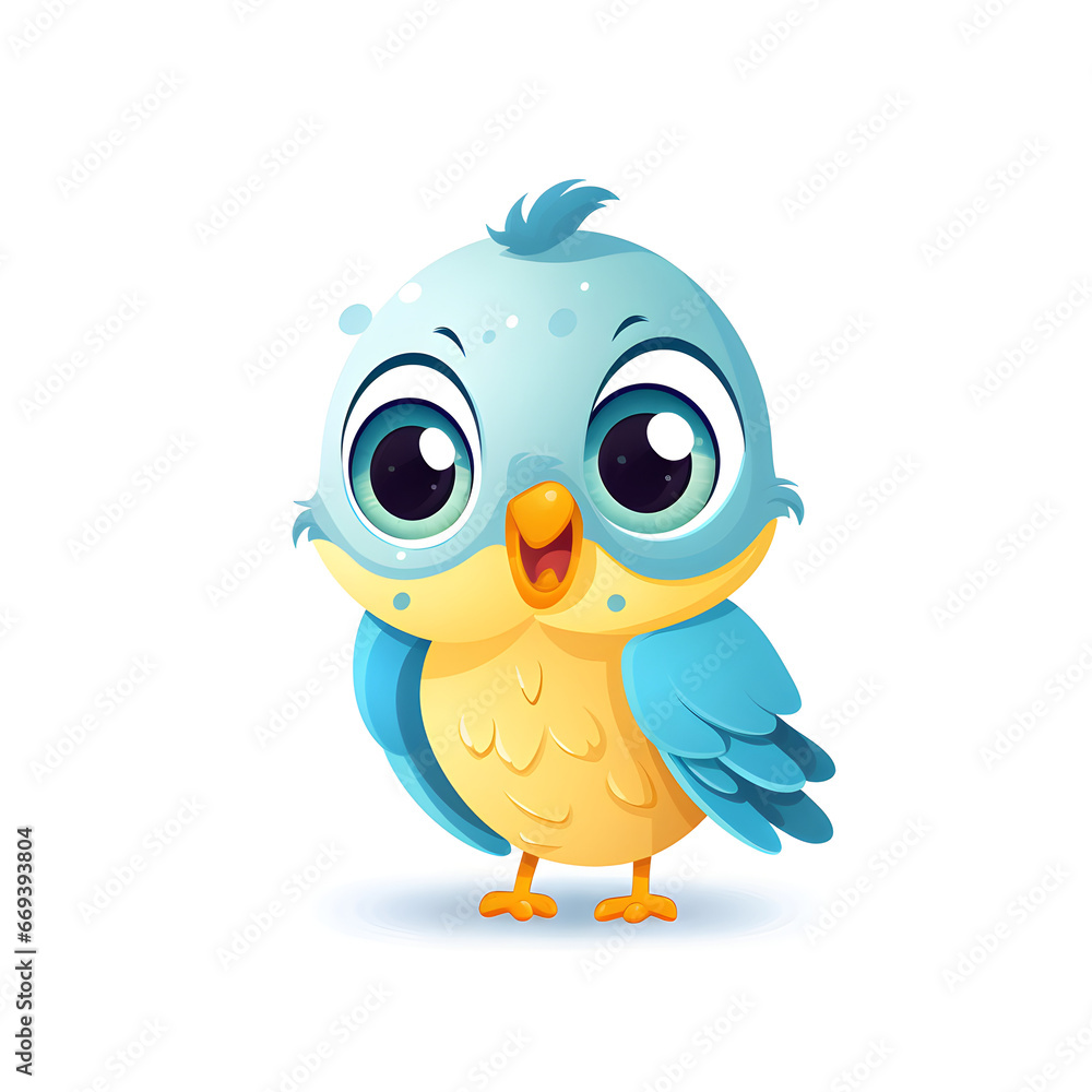 Fototapeta premium colourful cartoon illustration of cute parrot isolated on white background