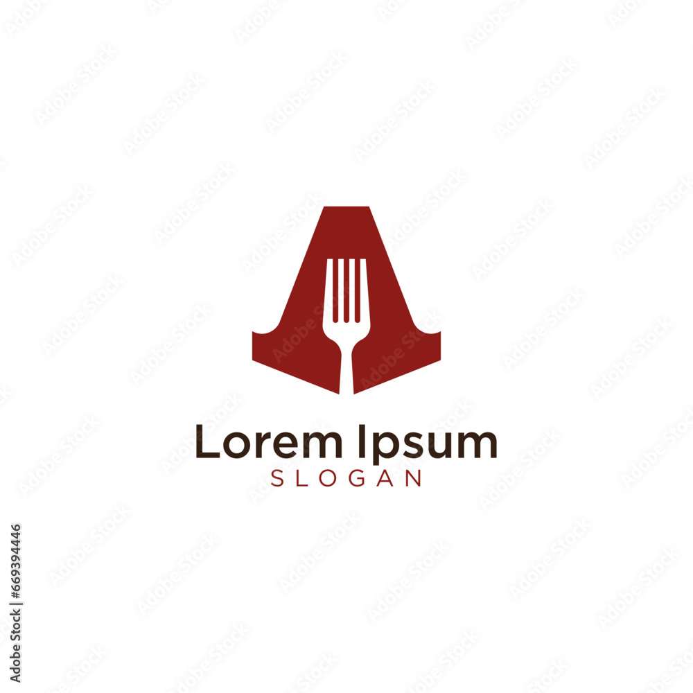 Letter A fork logo design template Letter A fork logo design template