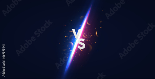 Versus battle background. VS banner with fire sparks and neon lights.