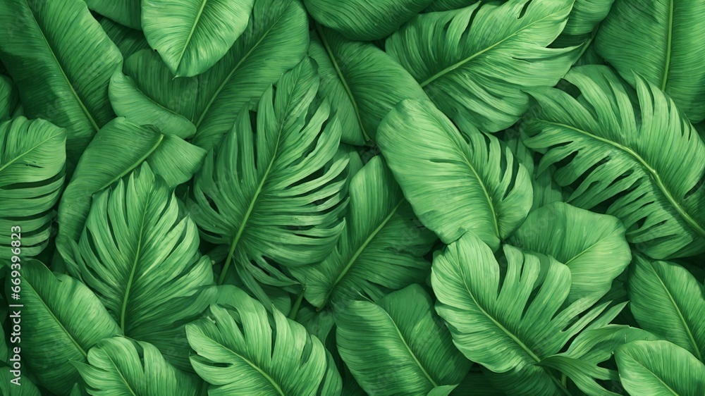 a close up of a bunch of green leaves on a plant with a green background