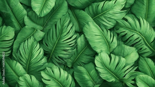 a close up of a bunch of green leaves on a plant with a green background