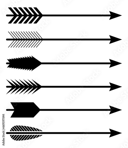 Arrows set. Bow arrows isolated on white background