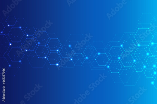 Abstract hexagonal background. Molecular structure and genetic engineering. Innovation technology. Used for design healthcare, science and medicine background