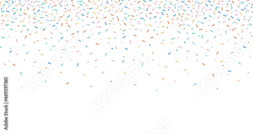 Colorful sprinkles banner background, colorful falling decorative sprinkles background