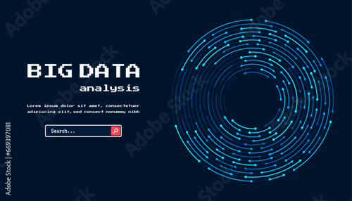 Technology background. Big data visualization concept. Abstract technology circuit board circle
