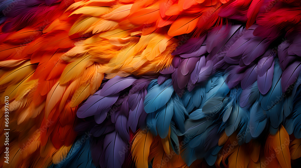 Colourful feathers background.