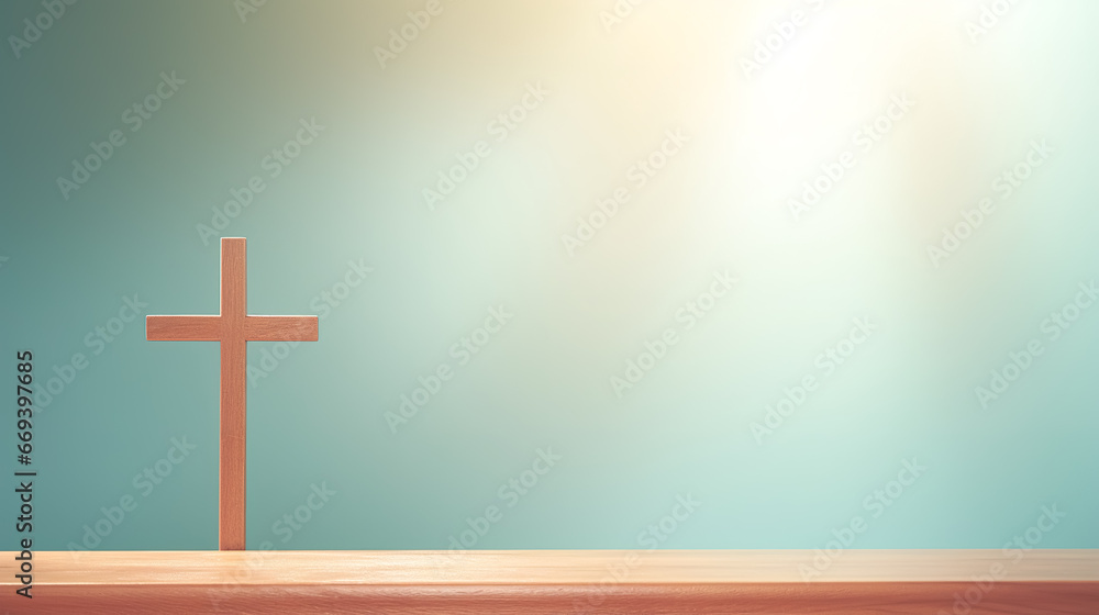 Soft light background with a Christian cross. Soft light background with a Christian cross.