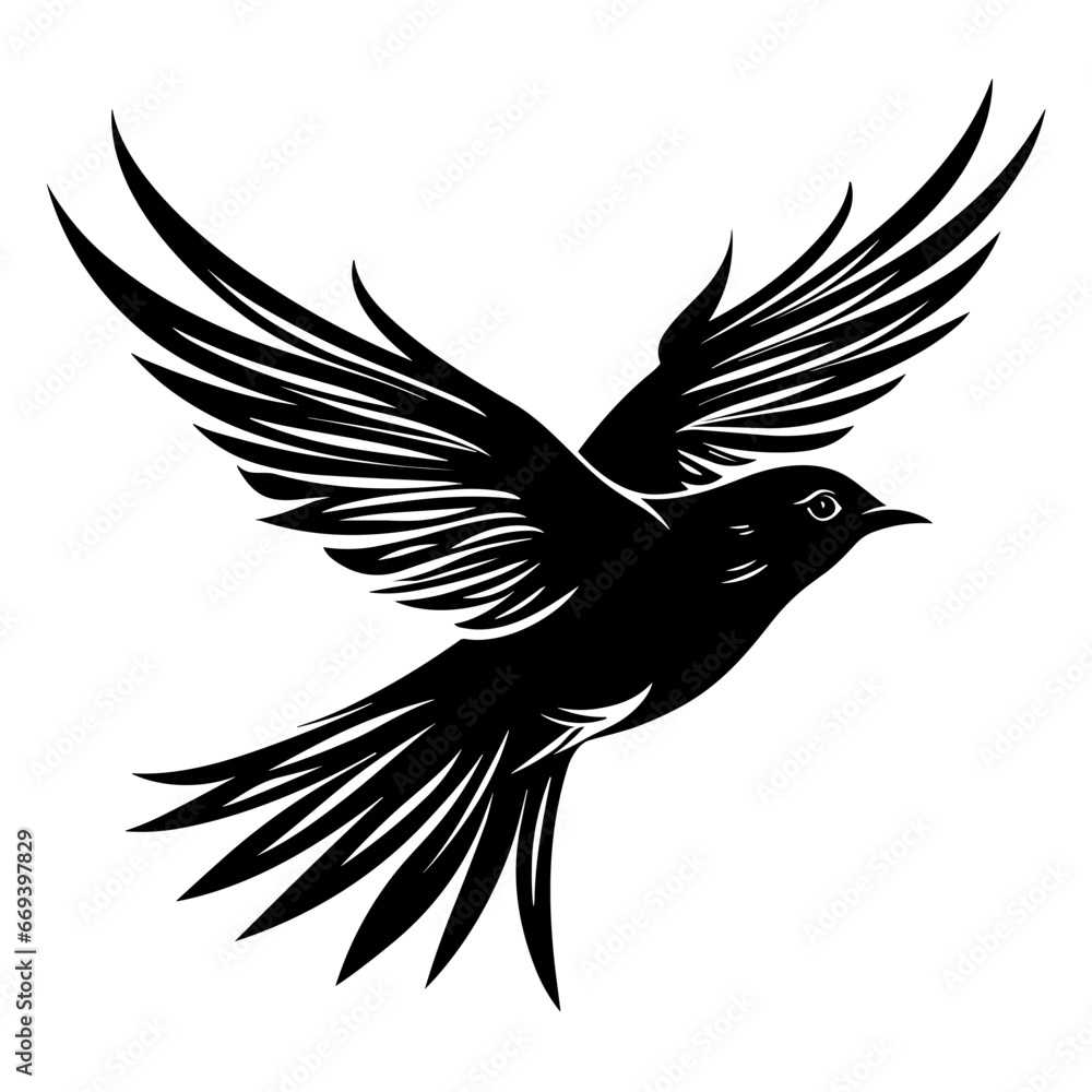 Obraz premium Flying Bird Logo Illustration. Vector SVG