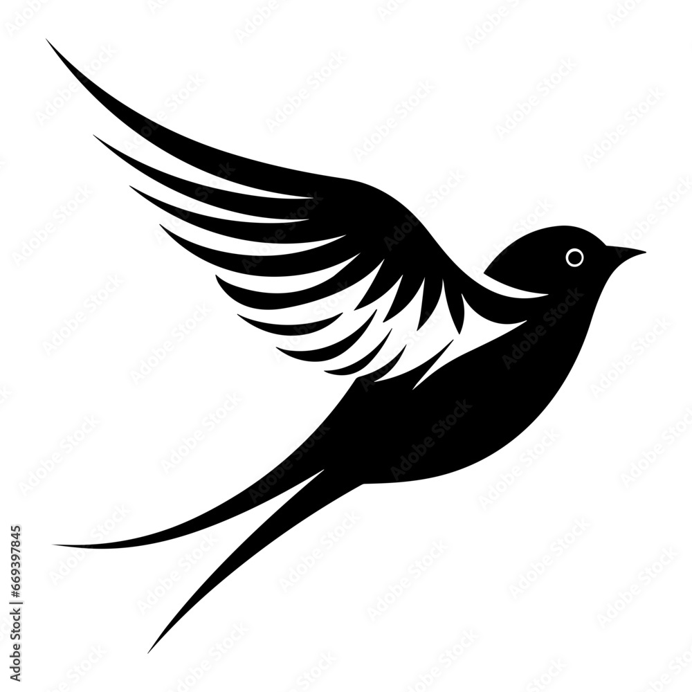 Obraz premium Flying Bird Logo Illustration. Vector SVG