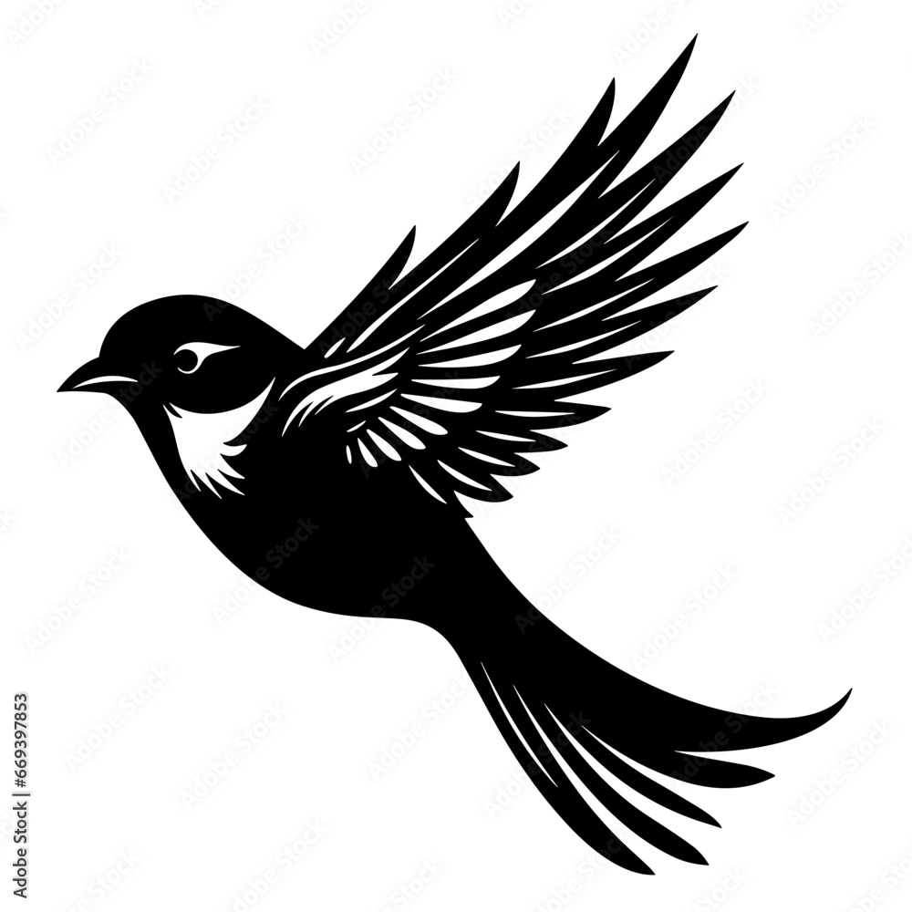 Obraz premium Flying Bird Logo Illustration. Vector SVG