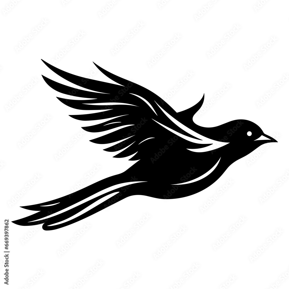 Obraz premium Flying Bird Logo Illustration. Vector SVG